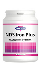 NDS Iron Plus  with molybdenum & vitamin C. Food State.